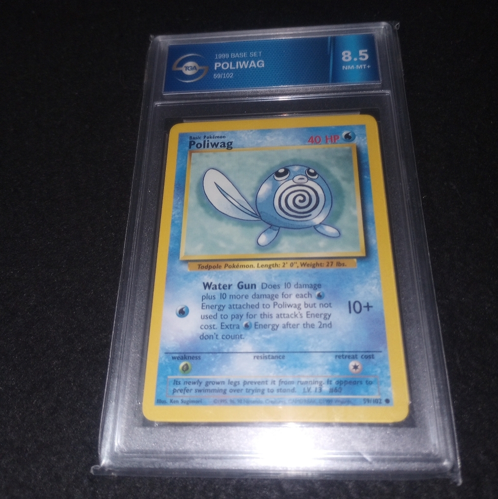 1999 Base Set Basic Pokemon Poliwag TGA Graded 8.5 Nm-Mt